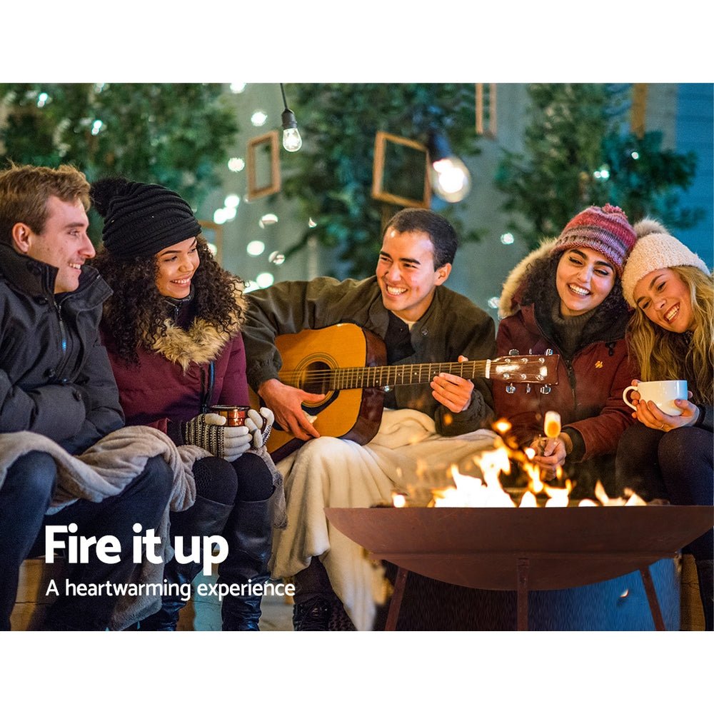 Rustic Fire Pit Heater Charcoal Iron Bowl Outdoor Patio Wood Fireplace 60CM - Direct On Sale