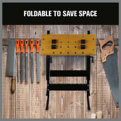 Foldable Work Bench Mobile Sawhorse Garage Trestle Wood Cutting Anti-slip Table