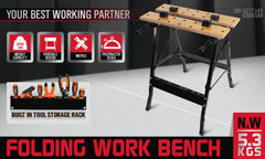Foldable Work Bench Mobile Sawhorse Garage Trestle Wood Cutting Anti-slip Table