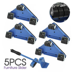 Furniture Slider Lifter Moves Wheels Storage Mover Kit 5Pc