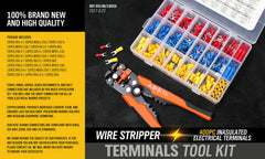 Electrical Wire Connectors Kit Cable Crimper Stripper Cut Pliers 400Pc Terminal
