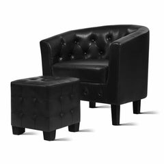 Leather Armchair Lounge Chair with Ottoman