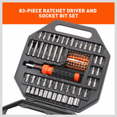 83Pc Magnetic Screwdriver Set Ratchet Driver Socket Hex Bit Nut Extension Case