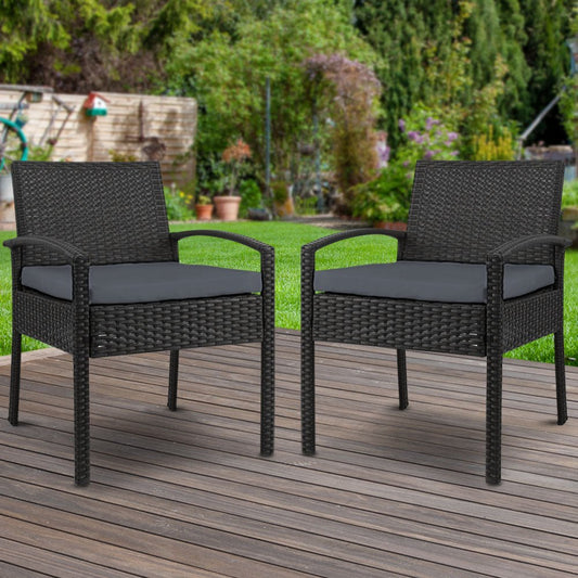 Set of 2 Outdoor Dining Wicker Chairs - Direct On Sale