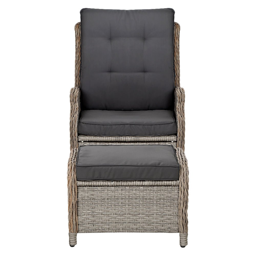 Set of 2 Recliner Chairs Sun lounge Outdoor Patio Furniture Wicker Sofa Lounger - Direct On Sale