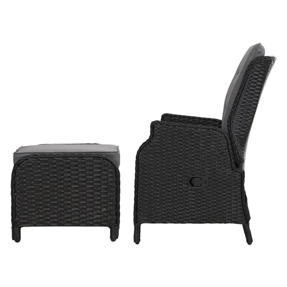 Set of 2 Recliner Chairs Sun lounge Outdoor Setting Patio Furniture Wicker Sofa - Direct On Sale