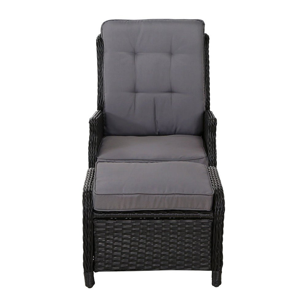 Set of 2 Recliner Chairs Sun lounge Outdoor Setting Patio Furniture Wicker Sofa - Direct On Sale