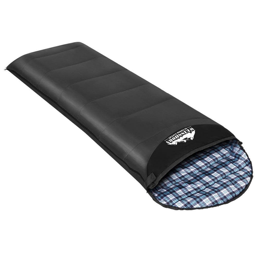 Sleeping Bag Single Camping Hiking Winter Thermal Grey - Direct On Sale