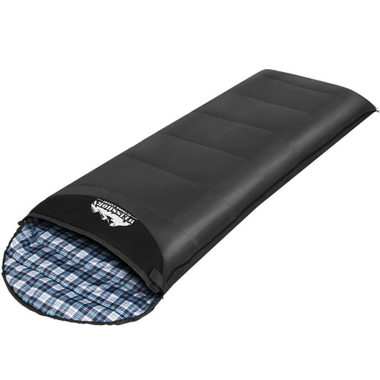 Sleeping Bag Single Camping Hiking Winter Thermal Grey - Direct On Sale