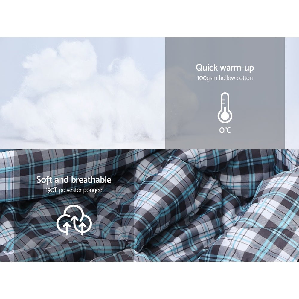 Sleeping Bag Single Camping Hiking Winter Thermal Grey - Direct On Sale