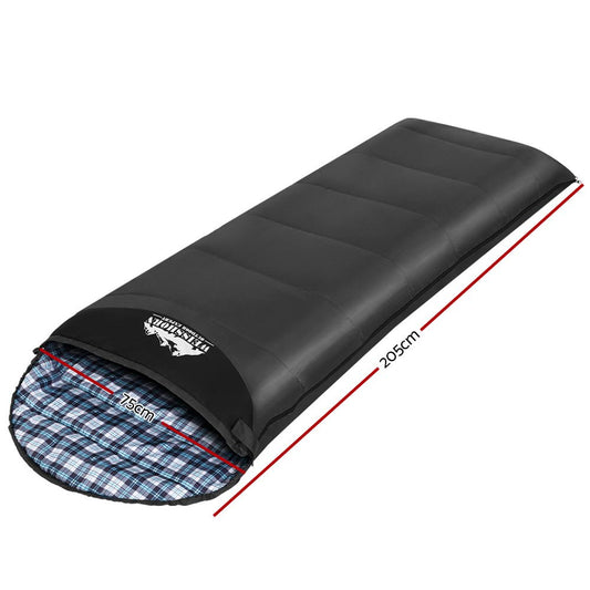 Sleeping Bag Single Camping Hiking Winter Thermal Grey - Direct On Sale