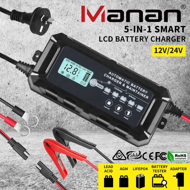 Smart Car Battery Charger Jump Starter 12V 10A Trickle Repair AGM GEL Lithium - Direct On Sale