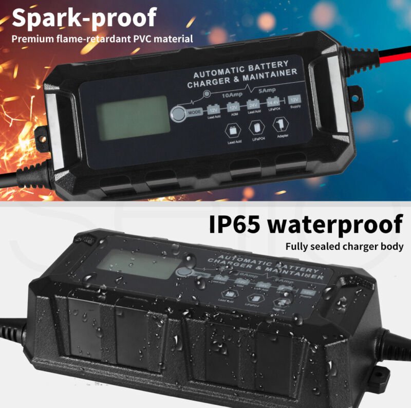 Smart Car Battery Charger Jump Starter 12V 10A Trickle Repair AGM GEL Lithium - Direct On Sale