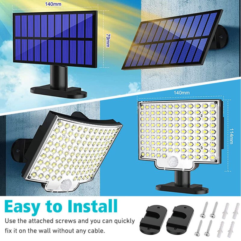 Solar Flood Light Motion Sensor Security Garden Garage Flood Light - Direct On Sale