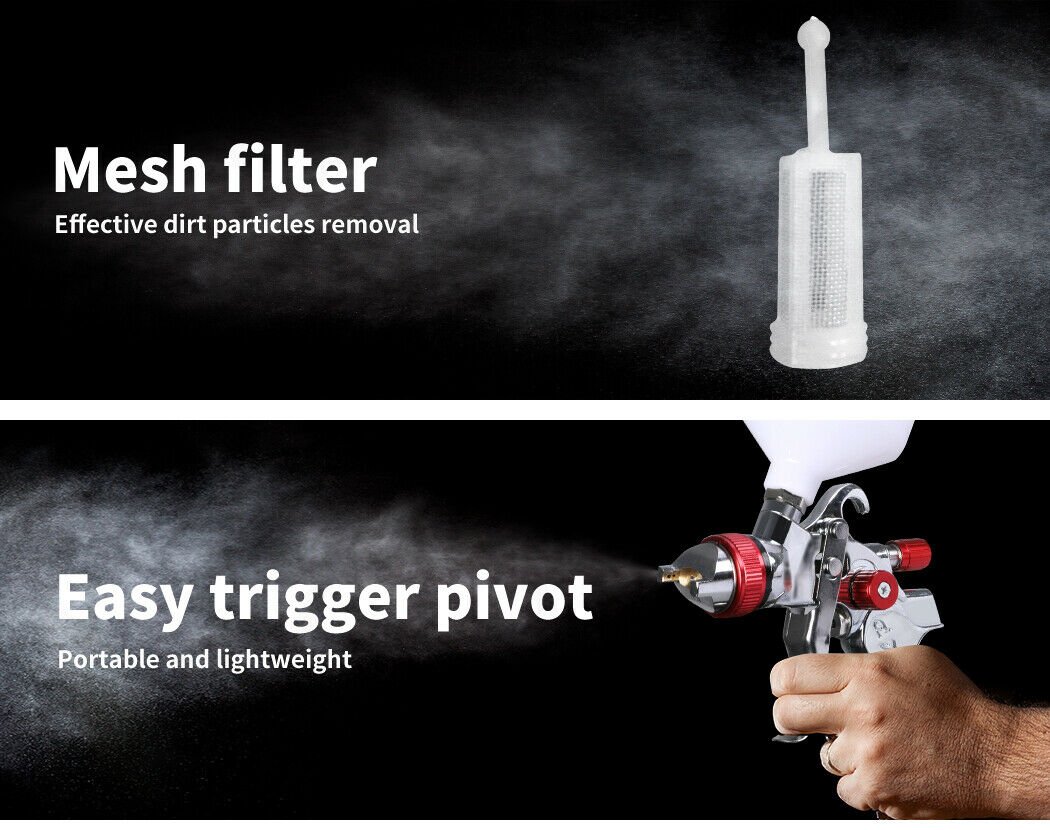 Spray Paint Gun Kit HVLP With 3 Nozzles 1.4mm 1.7mm 2mm Tips - Direct On Sale