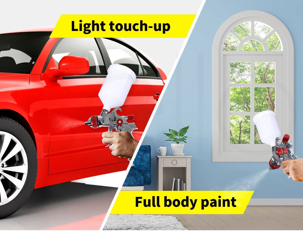 Spray Paint Gun Kit HVLP With 3 Nozzles 1.4mm 1.7mm 2mm Tips - Direct On Sale