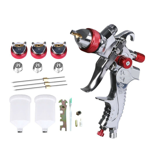 Spray Paint Gun Kit HVLP With 3 Nozzles 1.4mm 1.7mm 2mm Tips - Direct On Sale