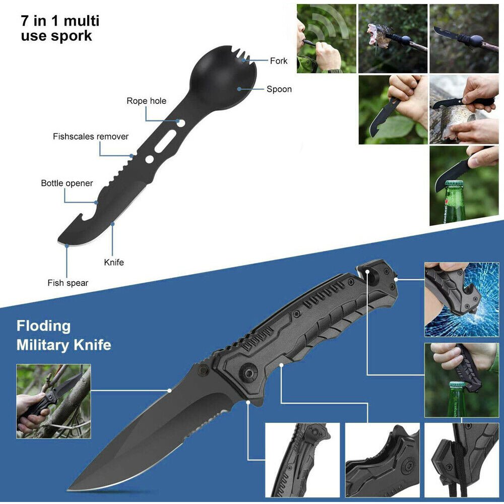 Tactical Emergency Survival Kit Outdoor Sports Hiking Camping SOS Tool Equipment - Direct On Sale
