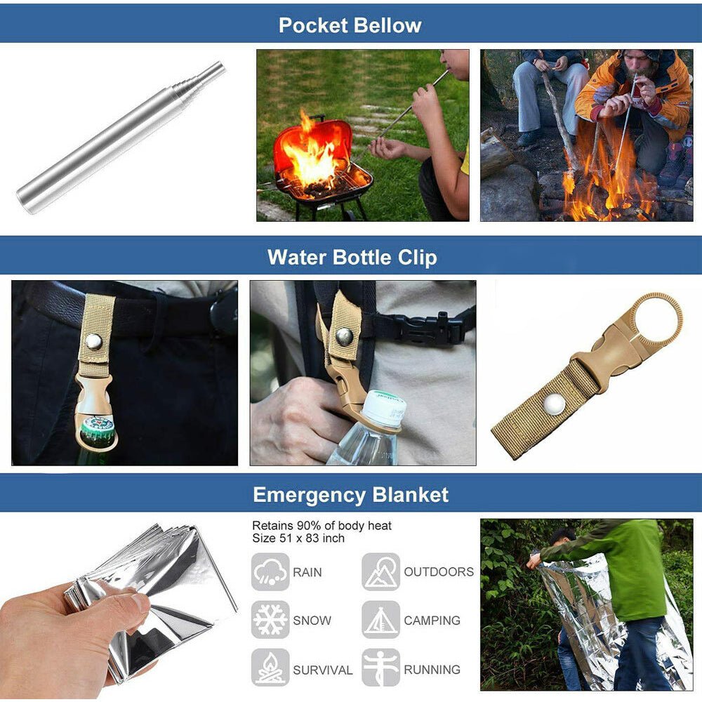 Tactical Emergency Survival Kit Outdoor Sports Hiking Camping SOS Tool Equipment - Direct On Sale