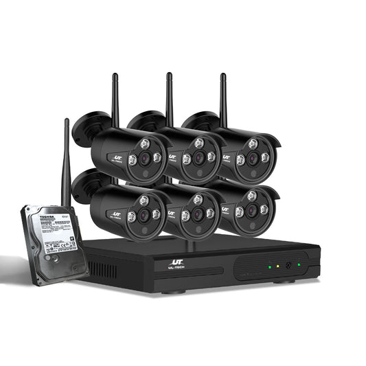 UL - Tech CCTV Wireless Security System 2TB 8CH NVR 1080P 6 Camera Sets - Direct On Sale
