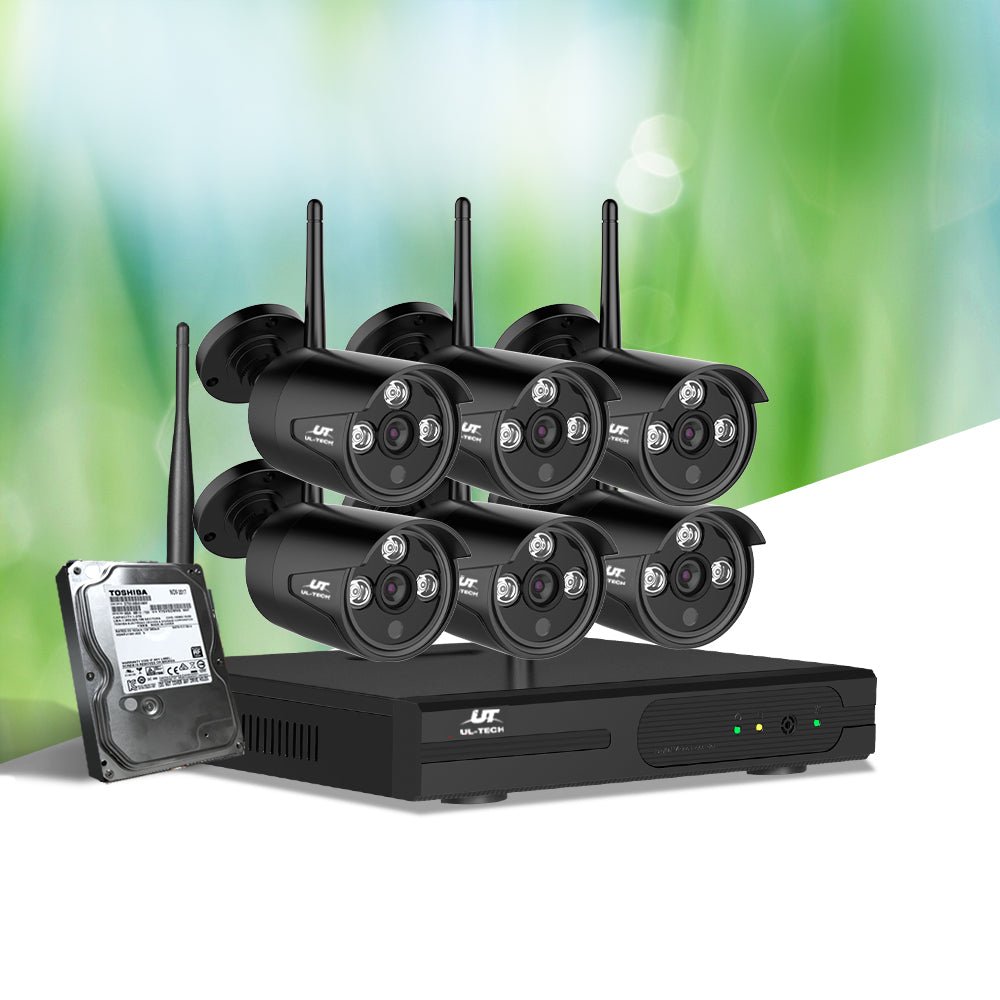 UL - Tech CCTV Wireless Security System 2TB 8CH NVR 1080P 6 Camera Sets - Direct On Sale