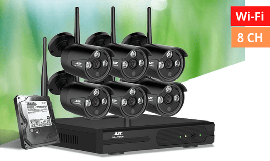 UL - Tech CCTV Wireless Security System 2TB 8CH NVR 1080P 6 Camera Sets - Direct On Sale