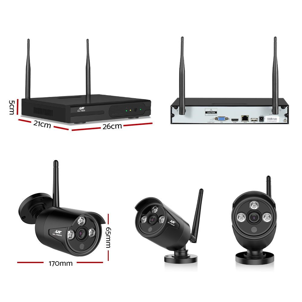 UL - Tech CCTV Wireless Security System 2TB 8CH NVR 1080P 6 Camera Sets - Direct On Sale