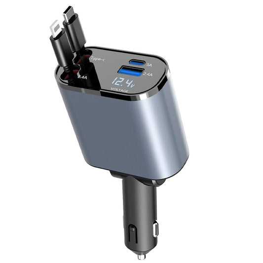 Ultimate High Speed 4 - in - 1 Retraceable Car Charger USB - C & Type - C - Direct On Sale