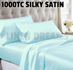 Ultra Comfort 1000TC Soft Silk Satin Sheet Set Flat Fitted Sheet Pillowcase