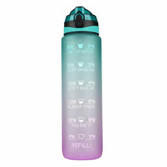 1L Water Bottle Motivational Drink Flask With Time Markings BPA Free Sport Gym