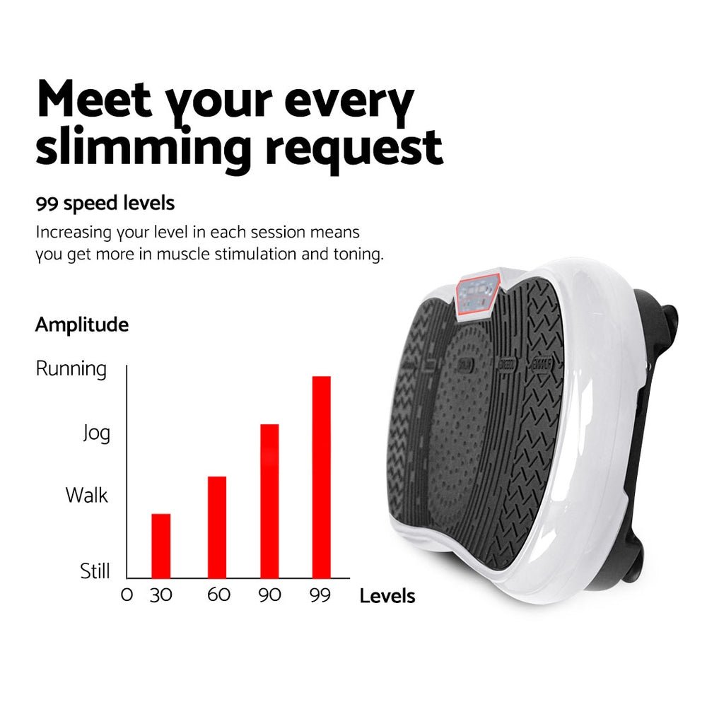 Vibration Exercise Machine Plate Platform Body Shaper Home Gym Fitness White - Direct On Sale