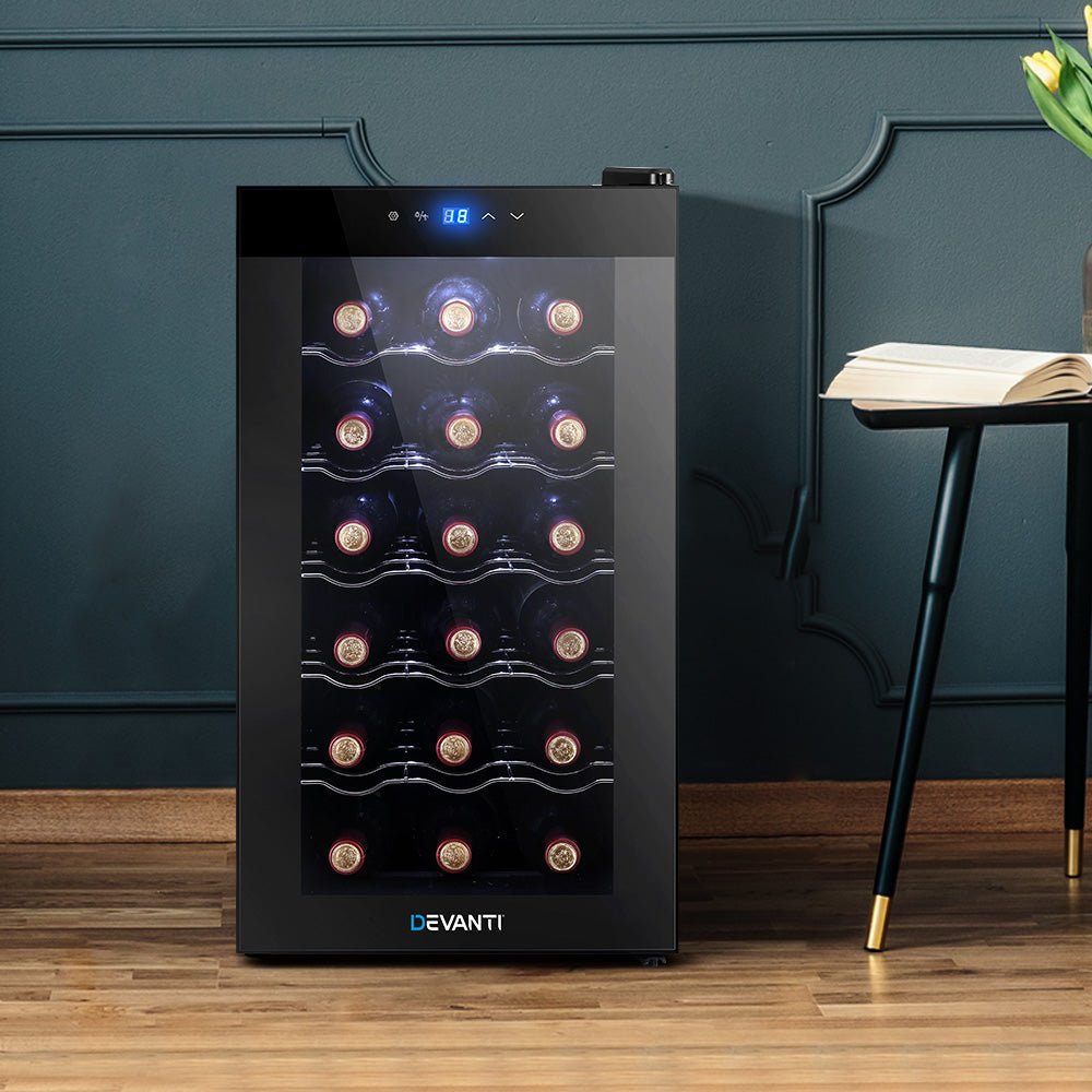 Wine Cooler 18 Bottles Glass Door Beverage Cooler Thermoelectric Fridge Black - Direct On Sale