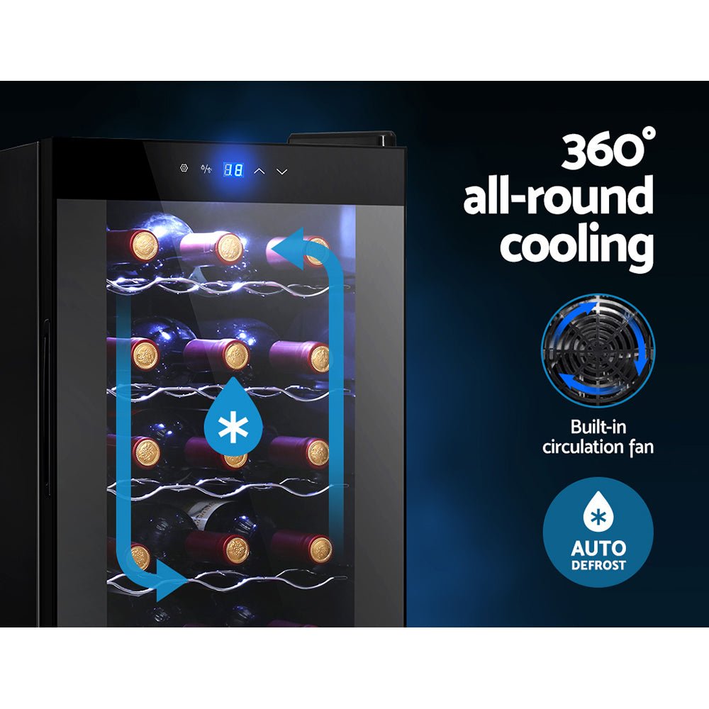 Wine Cooler 18 Bottles Glass Door Beverage Cooler Thermoelectric Fridge Black - Direct On Sale