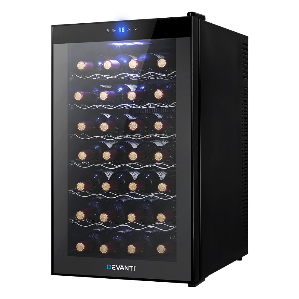 Wine Cooler 28 Bottles Glass Door Beverage Cooler Thermoelectric Fridge Black - Direct On Sale
