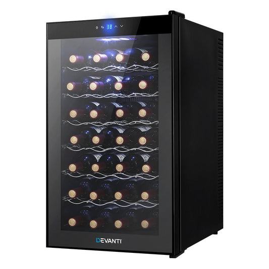 Wine Cooler 28 Bottles Glass Door Beverage Cooler Thermoelectric Fridge Black - Direct On Sale