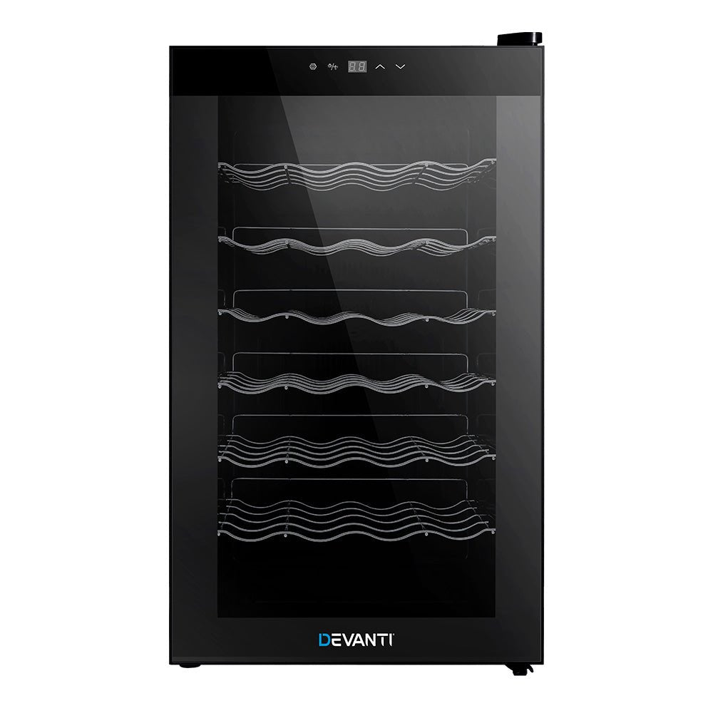 Wine Cooler 28 Bottles Glass Door Beverage Cooler Thermoelectric Fridge Black - Direct On Sale