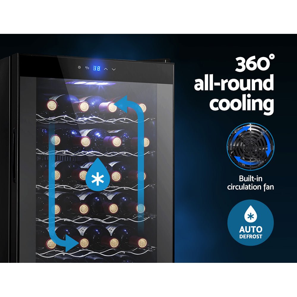 Wine Cooler 28 Bottles Glass Door Beverage Cooler Thermoelectric Fridge Black - Direct On Sale