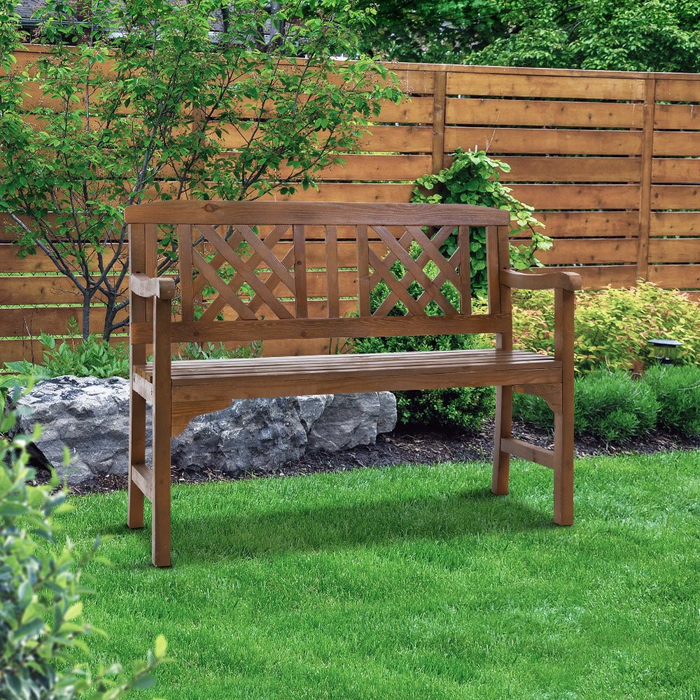 Wooden Garden Bench 2 Seat Patio Furniture Timber Outdoor Lounge Chair Natural - Direct On Sale