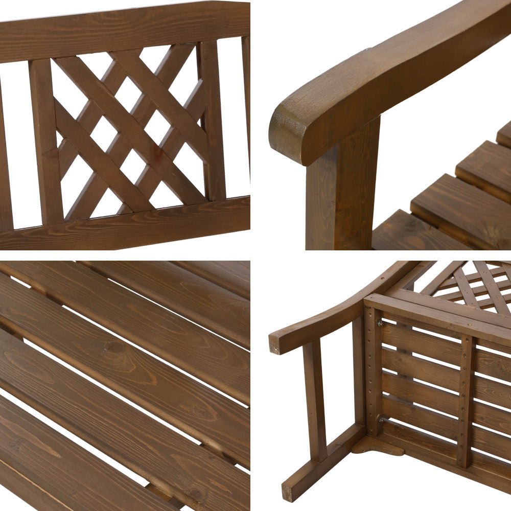 Wooden Garden Bench 2 Seat Patio Furniture Timber Outdoor Lounge Chair Natural - Direct On Sale