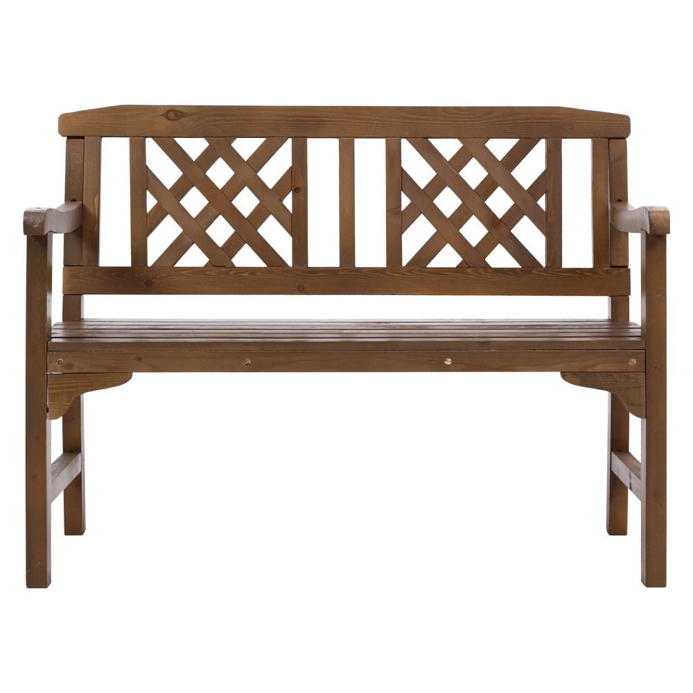 Wooden Garden Bench 2 Seat Patio Furniture Timber Outdoor Lounge Chair Natural - Direct On Sale