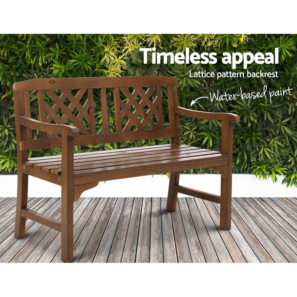 Wooden Garden Bench 2 Seat Patio Furniture Timber Outdoor Lounge Chair Natural - Direct On Sale