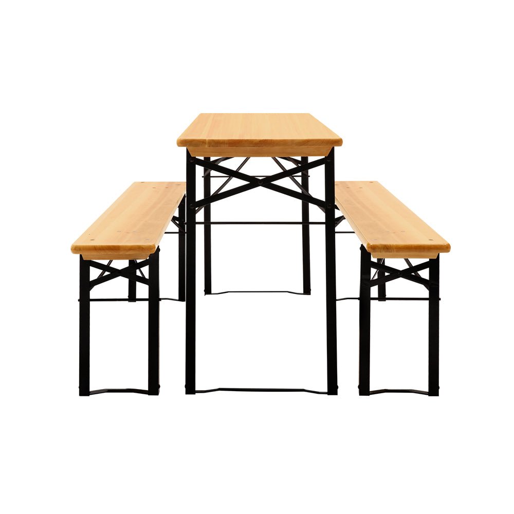 Wooden Outdoor Foldable Bench Set - Natural - Direct On Sale