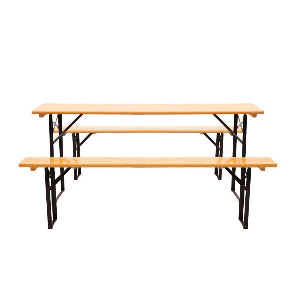 Wooden Outdoor Foldable Bench Set - Natural - Direct On Sale