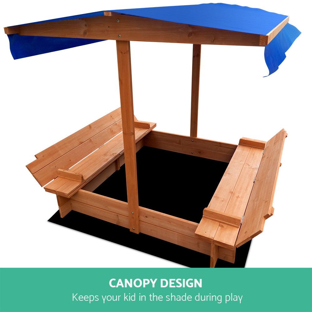 Wooden Outdoor Sand Box Set Sand Pit - Natural Wood - Direct On Sale