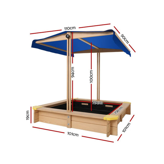 Wooden Outdoor Sand Box Set Sand Pit - Natural Wood - Direct On Sale