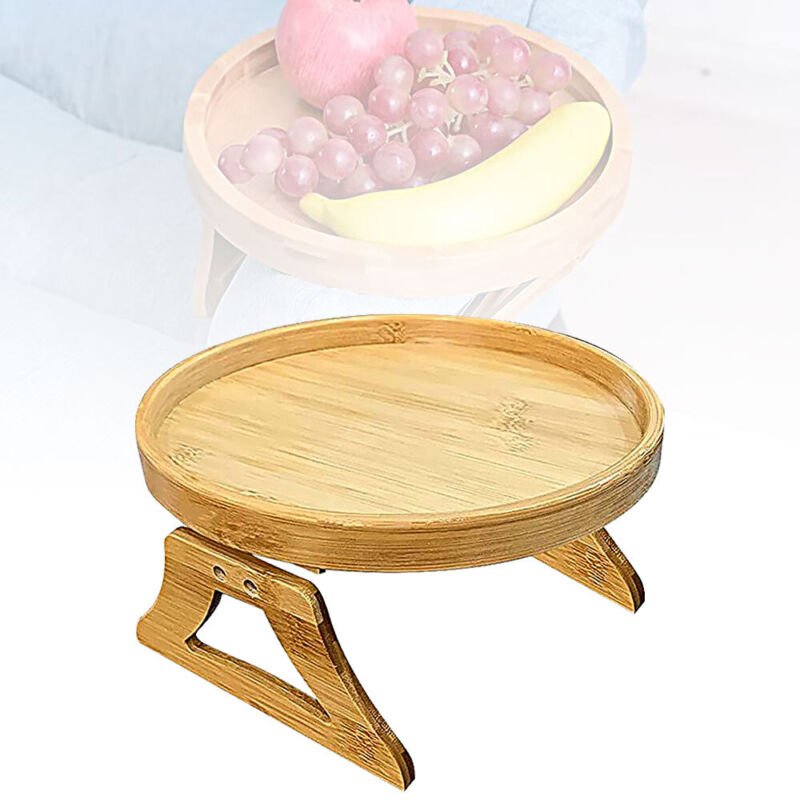 Wooden Sofa Foldable Tray Clip - on Sofa Armrest Tray Coffee Drink Snacks Holder - Direct On Sale