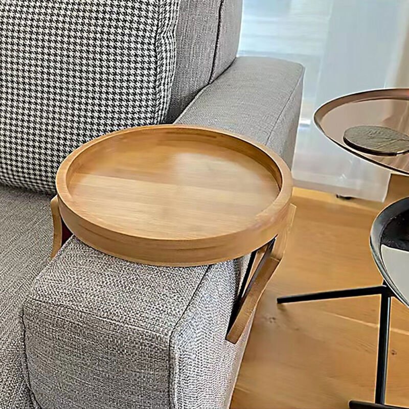 Wooden Sofa Foldable Tray Clip - on Sofa Armrest Tray Coffee Drink Snacks Holder - Direct On Sale