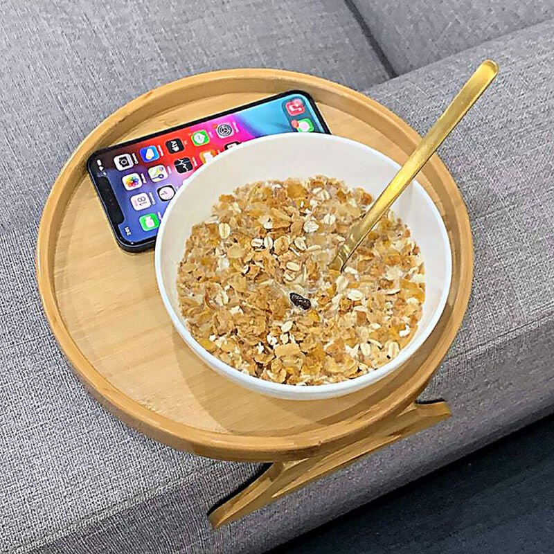 Wooden Sofa Foldable Tray Clip - on Sofa Armrest Tray Coffee Drink Snacks Holder - Direct On Sale