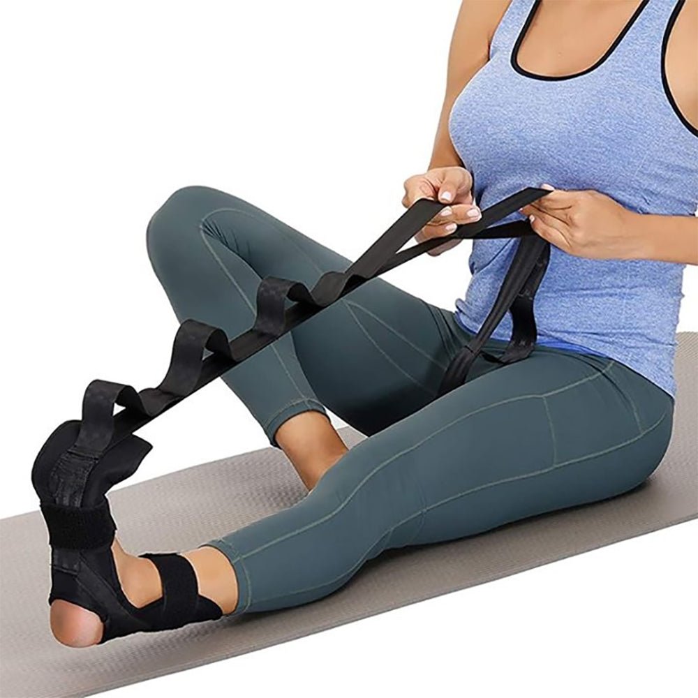 Yoga Foot & Calf Stretch Strap for Plantar Fasciitis, Heel Spurs, Foot Drop, Achilles Tendonitis & Hamstring - Direct On Sale