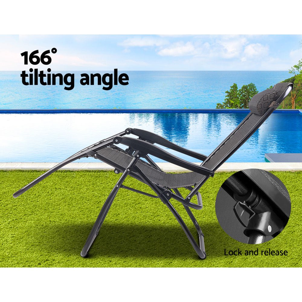Zero Gravity Recliner Chair Outdoor Sun Lounge Beach Chair Camping - Beige - Direct On Sale